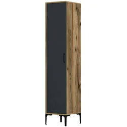 Dmora 1-Tür MehrzweckschrankDnuytinc, Multifunktionale Möbel, Schuhschrank, Besenschrank, 40x201h48 cm, Walnuss und Anthrazit