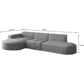 Fun Möbel Ecksofa Designersofa PALMA in Stoff Scala Senfgelb Ottomane Links - Gelb