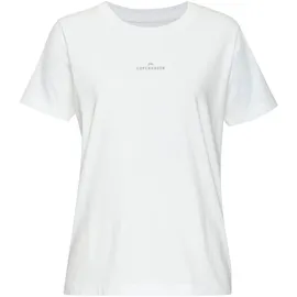 Copenhagen Studios T-Shirt COPENHAGEN STUDIOS "mit dezentem Logoprint vorn", Damen, Gr. XS (34), weiß (hellweiß), Single Jersey, Obermaterial: 100% Baumwolle, unifarben, bequem, Rundhals, Shirts T-Shirt, aus softer Jersey-Qualität mit Bio-Baumwolle