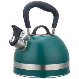 KING HOFF Kinghoff Wasserkessel 1.8L aus Edelstahl, Pfeifkessel Induktion, klein Flötenkessel, Teekessel mit Einklappgriff, Wasserkocher für alle Kochplatten, Kessel matt (Green)