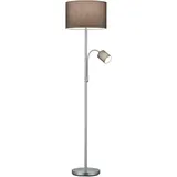 TRIO Leuchten LED Stehlampe mit Leselampe & Stoffschirm Höhe 170cm, Dimmfunktion, LED wechselbar, Warmweiß, Designklassiker Steh-Leuchte groß für Lese-Ecke stehend grau|silberfarben