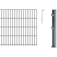 GAH Alberts Alberts 641290 Doppelstabmattenzaun als 12 tlg. Zaun-Komplettset | verschiedene Längen und Höhen | anthrazit | Höhe 163 cm | Länge 10 m