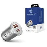 3M Hyper Car Charger 45W USB-A USB-C 12-24V Silber