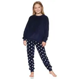 normann Pyjama Mädchen Schlafanzug langarm mit Bündchen Blau 140