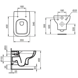 Ideal Standard i.life A Wand-WC mit WC-Sitz Weiß