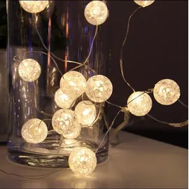 StarTrading LED-Lichterkette Kugeln Eisglas 1,4 m Warmweiß