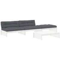 vidaXL 4-tlg Garten-Lounge-Set mit Kissen Weiß Massivholz Modell 5