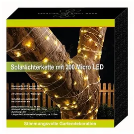 Buri - Solar-lichterkette 200 Micro-leds 21,9m Warmweiß Gartenbeleuchtung Terrassendeko