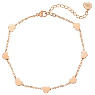 Hey Happiness Fußkette Chunky Herzen, Edelstahl Fußkettchen Damen, Sommer Strandschmuck rosa