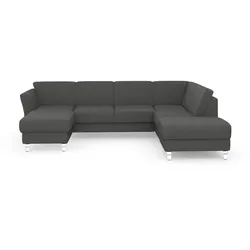 Wohnlandschaft SIT & MORE "Visby U-Form", grau, B:303cm H:87cm T:213cm, Sofas, Wahlweise mit Bettfunktion und Stauraum, frei im Raum stellbar