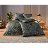 Bettwäsche ESTELLA Gr. 5, grün (grün, bedruckt), B/L: 135cm x 200cm, Mako-Satin, B/L: 80cm x 40cm, 2 Stk., Mako-Satin, 100% Baumwolle, Bettwäsche, Bettwäsche