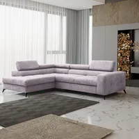 Fun Möbel Ecksofa Schlafsofa AMADEO Stoff Anafi Lavendel Ottomane