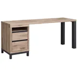 MASSIVMOEBEL24.DE Schreibtisch Wildeiche bianco geölt / Beige