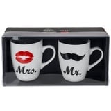 Out of the Blue Becher, Porzellan, Kaffeebecher "Mr. und Mrs." Geschenkset