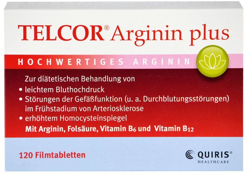 Telcor Arginin plus B-Vitamine zur Unterstützung bei leichtem Bluthochdruck + Durchblutungsstörungen