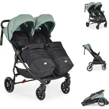 Cangaroo Zwillingskinderwagen 2Gether, Fußabdeckungen, Aluminiumrahmen, faltbar grün