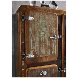 Massivmoebel24 Vitrine Altholz 90 x 38 x 140 cm Mehrfarbig