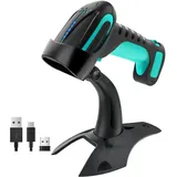 Tera Pro 3 in 1 Extreme Leistung Barcodescanner Kabellos QR 2D 1D Bluetooth Kabellos 2,4G & Kabelgebunden USB-C Industriell 1D Barcode Scanner 2500mAh Exzellente Fallfestigkeit mit Ständer 8100 Blau
