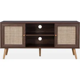 sweeek TV-Möbel mit Rattangeflecht 120 x 39 x 56,5 cm Braun Holz