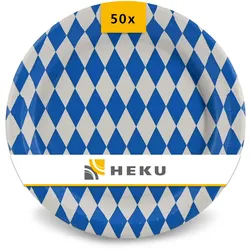 HEKU 50 Stück Einwegteller Papierteller - Papierteller für Oktoberfest Deko, Wiesn-Accessoires, nachhaltig, wiederverwertbar, stilvolles Design