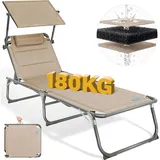 HOMECALL Sonnenliege 180 x 60 x 30 cm Braun