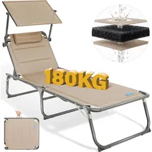 HOMECALL Sonnenliege 180 x 60 x 30 cm Braun