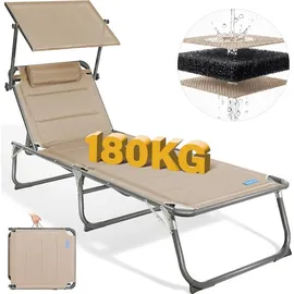 HOMECALL Sonnenliege 180 x 60 x 30 cm Braun