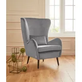Home Affaire Sessel HOME AFFAIRE "Salla auch in Fellimitat und Feincord, viele Bezugsarten, Ohrensessel", grau, H:118cm T:94cm, Samtoptik (100% Polyester), Sessel, Sessel, wahlweise mit oder ohne Hocker; großer Sessel: Maße B/T/H: 78/94/118cm