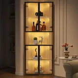 Glasvitrine - 62x32x160 cm Eiche - integrierte LED & Soft-Close - Eckvitrine