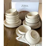zoha Geschirr-Set Milano 24 - teiliges Geschirrset in Beige (24 -tlg.) 6 Personen Steingut, Spülmaschinen, Mikrowellen geeignet