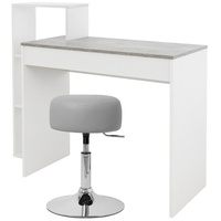 ML-Design Schreibtisch mit Sitzhocker, 110x72x40 cm, Weiß/Grau, aus Pressspan