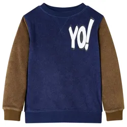 Kinder-Sweatshirt Dunkles Marineblau 92 – Bequemes Sweatshirt mit coolem Patchwork-Design - 92