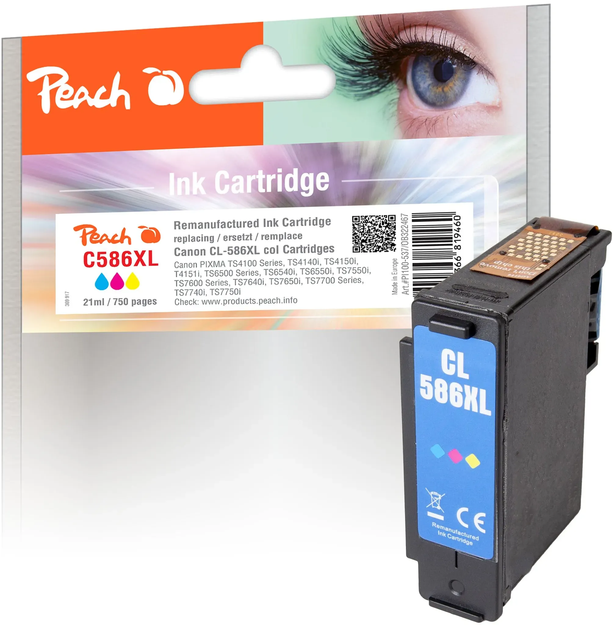 Peach Druckkopf XL color kompatibel zu Canon CL-586XL, 6226C001