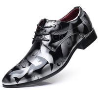 Anzugschuhe Business Herren, Lederschuhe Lackleder Hochzeit Derby Schnürhalbschuhe Oxford Smoking Schuhe Männer Leder Braun Blau Lederschuhe Lackleder Hochzeit Party Derby Schuhe - 49 EU