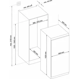 Telefunken EK102S160E Einbaukühlschrank ohne Gefrierfach 102cm Nische | Schlepptür-Technik | 154 Liter Nutzinhalt | Temperaturregelung | Weiß