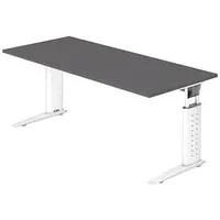 Hammerbacher US19 höhenverstellbarer Schreibtisch grafit rechteckig, C-Fuß-Gestell weiß 180,0