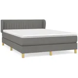 vidaXL Boxspringbett mit Matratze Dunkelgrau 140x200 cm Stoff