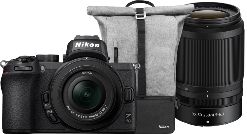 Nikon Z50 + 16-50mm f/3.5-6.3 + 50-250mm f/4.5-6.3