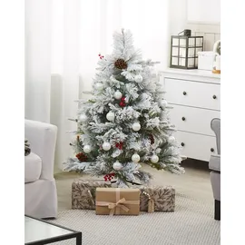 Beliani Künstlicher Weihnachtsbaum mit Schnee Masala Weiß 120 cm