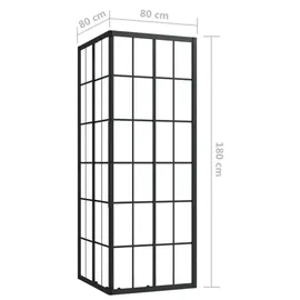 vidaXL Duschkabine ESG 80 x 80 cm rechts Schwarz Klarglas 4 mm