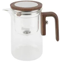 Steeper für Losen Blatt-Tee, 800ml Wasserabscheider Glas-Teekanne Mit Sieb Hölzerner Griff Magnetischer Schalter, Tee-Ei Kanne | Teekanne | Camping-Teekessel für Zuhause