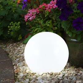 Expo Börse 5x LED Solarleuchte, Kugel weiß, DM 15 cm, H42,5 cm