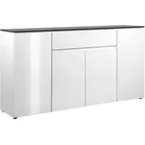 Livetastic Sideboard Weiß Hochglanz, Kunststoff, 3 Fächer, 1 Schubladen, 177.5x92x40 cm, Wohnzimmer, Kommoden Sideboards, Sideboards
