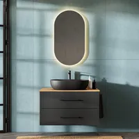 Planetmöbel Waschtischunterschrank LUX 90 cm Gold Eiche / Anthrazit
