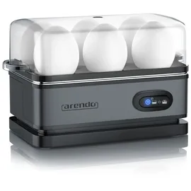 Arendo Eierkocher 6-fach, 400 W, Edelstahl, Warmhaltefunktion, Härtegrad einstellbar, für 6 Eier, grau -