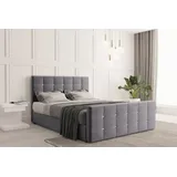 kaiser möbel Boxspringbett mit bettkasten und matratze 180 cm x 200 cm, Schlafzimmerbett ROMA Grau + topper H3 - Grau