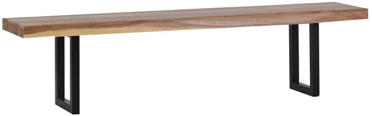 Sitzbank 'Vanaja' 200 cm, Teak/Antikschwarz Massivholz, Metall Teak