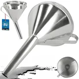 KOTARBAU KOTARBAU® Trichter aus verzinkter Stahl für Öl Benzin ⌀ 23 cm Schräg Einfülltrichter Groß Verzinkter Metalltrichter mit Sieb Funnel Küche