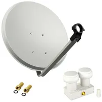 PremiumX Satelliten-Komplettanlage 80cm Satellitenschüssel Aluminium LNB Single Monoblock Astra