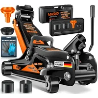 Masko MASKO® Wagenheber hydraulisch Flache Hubhöhe 2x Gummiauflage Handschuhe